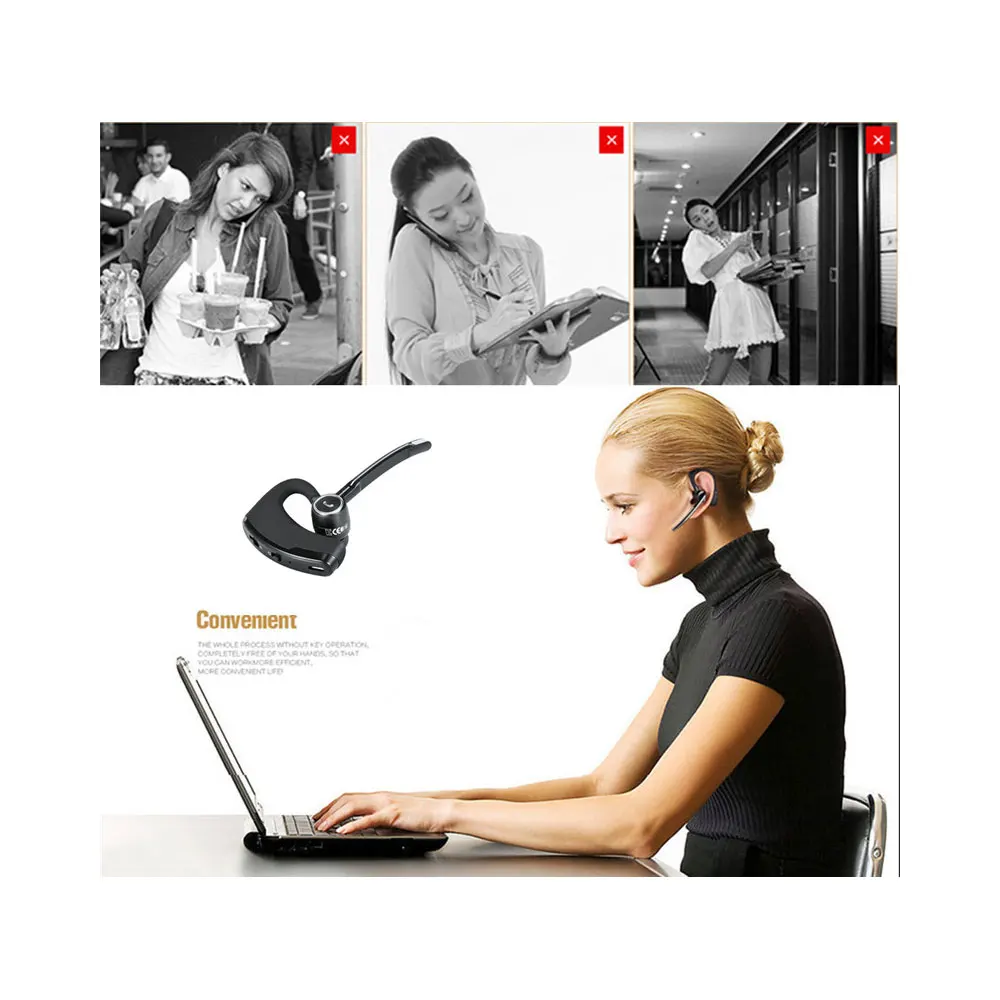 Наушники Bluetooth Беспроводной стерео Hands Free С микрофоном Бизнес Ушные крючки Drive