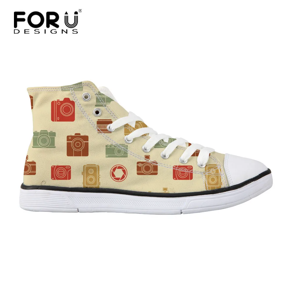FORUDESIGNS Женская парусиновая обувь камеры дизайн женские высокие