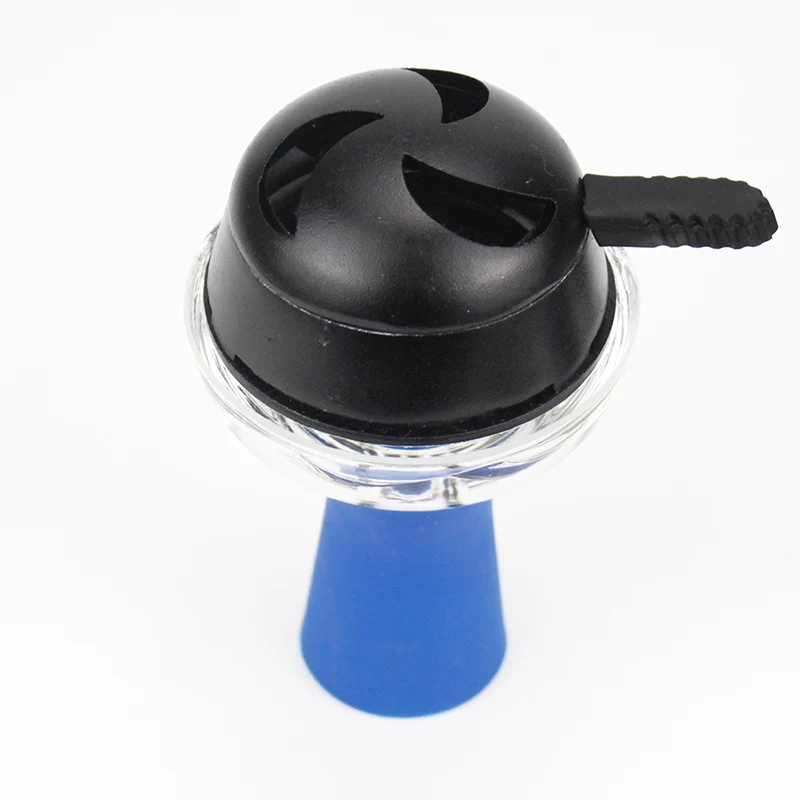 Стеклянная Чаша для кальяна с матовым держателем угля Nargile Sheesha Narguile Chicha Cachimbas чаша для кальяна верхняя головка аксессуары - Цвет: head set blue black