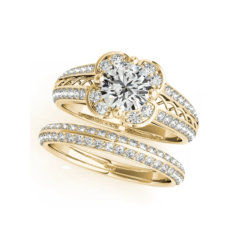 LESF форма цветка 925 стерлингового серебра палец кольца набор кубического циркония