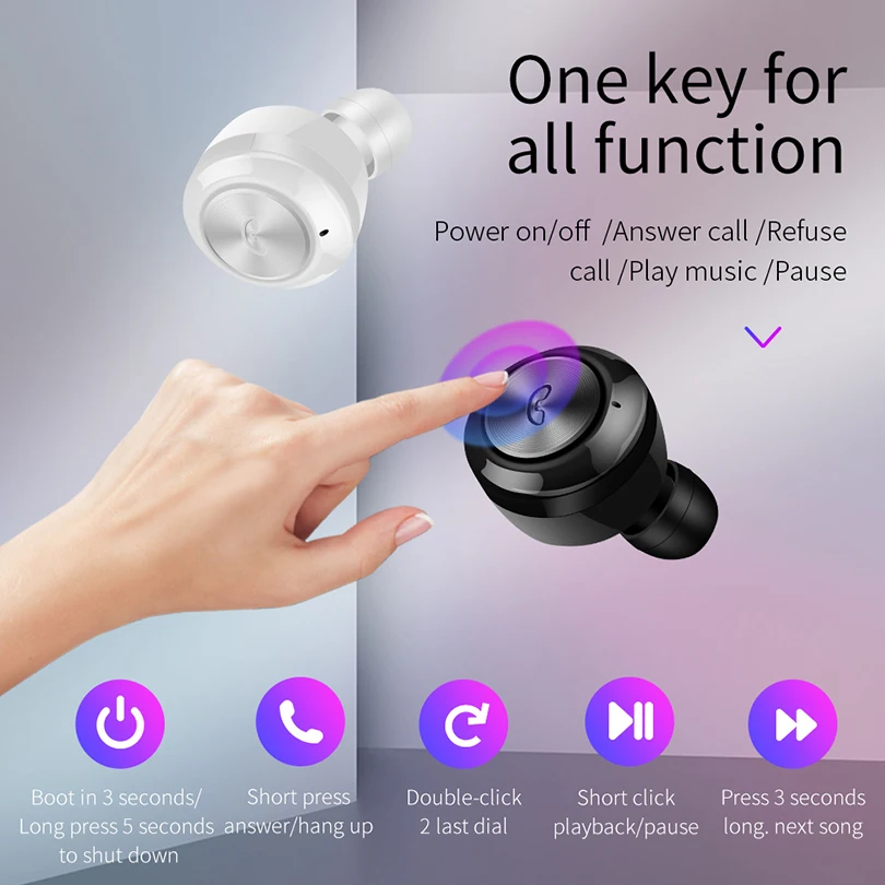 Наушники вкладыши Беспроводная гарнитура Bluetooth 5 0 наушники стерео HiFi Звук