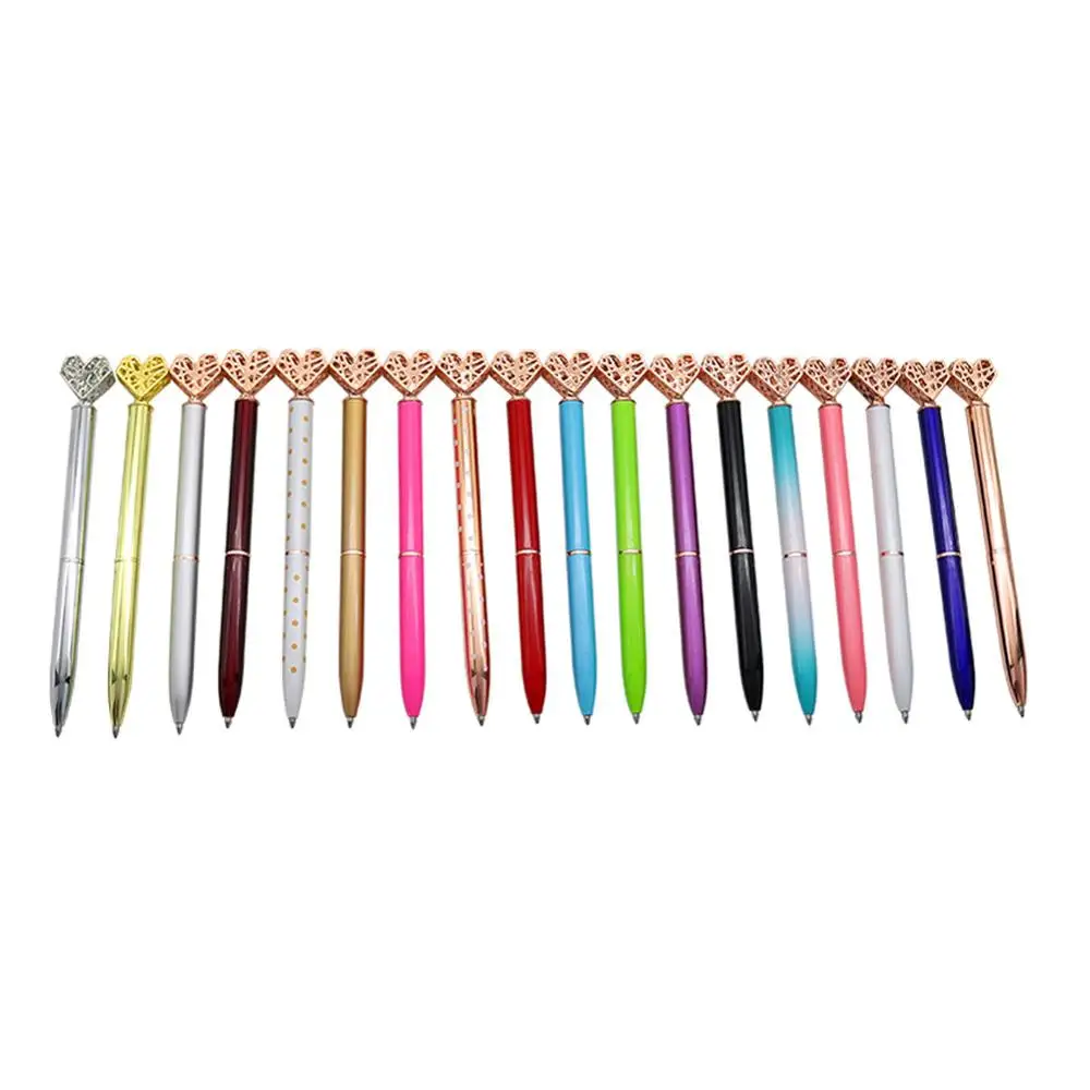 

Metal Hollow Heart-shaped Ballpoint Pen 18 Different Colors Black Ink 0.7mm Office School Writing Stationery Student Supplies