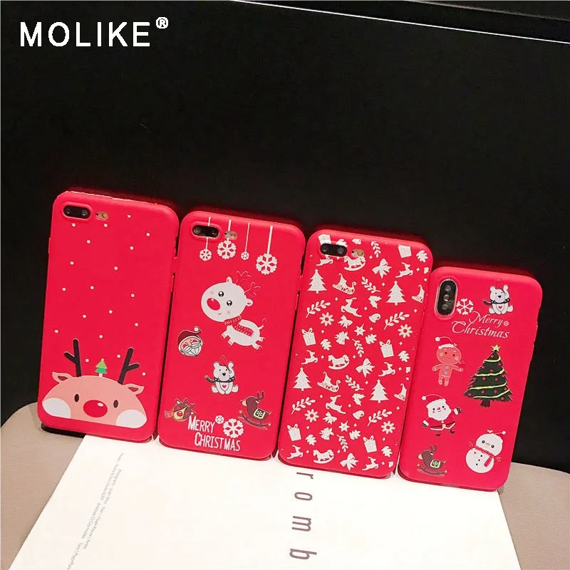 MOLIKE Phone Case For iPhone 6 S 6s 7 8 Plus X XR XS Max Cute Cartoon Christmas Soft TPU 5 5S SE Cover Coque |