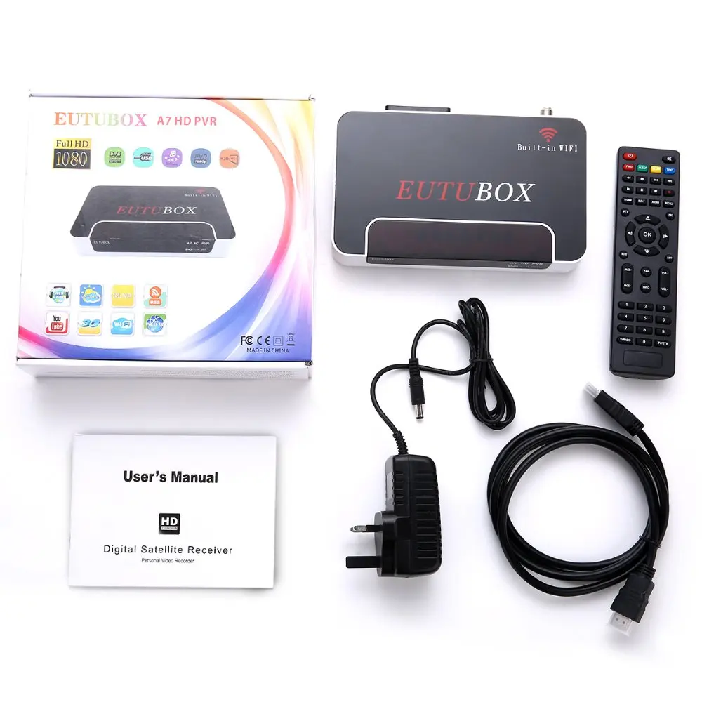 EUTUBOX A7 DVB S2 Цифровой спутниковый ресивер Встроенный wifi Full HD PVR поддержка 3g H.265 AVS+ HEVC IPTV Youtube Cccam Newcamd