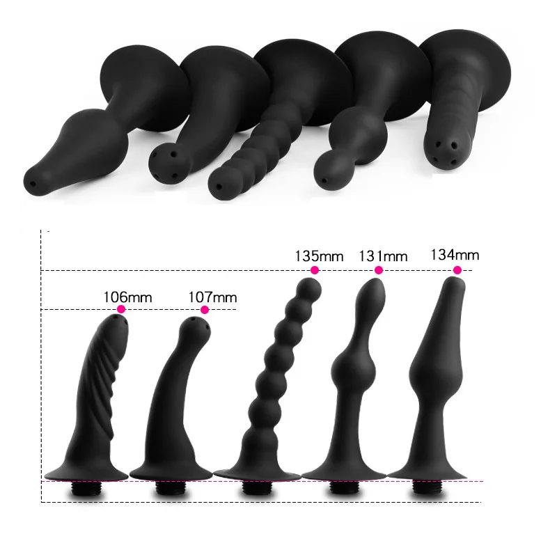 Silicone new douche enema syringe shower cleaning head anal beads butt plug nozzle tip Erotic gay sex toy For Women Men | Красота и