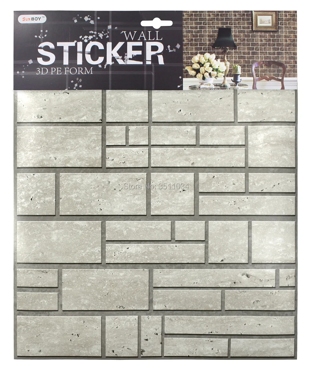 

1box 20pcs size 30x30cm 3D stone wall stickers Factory wholesale PVC self-adhesive stickers creative decorative wall stickers