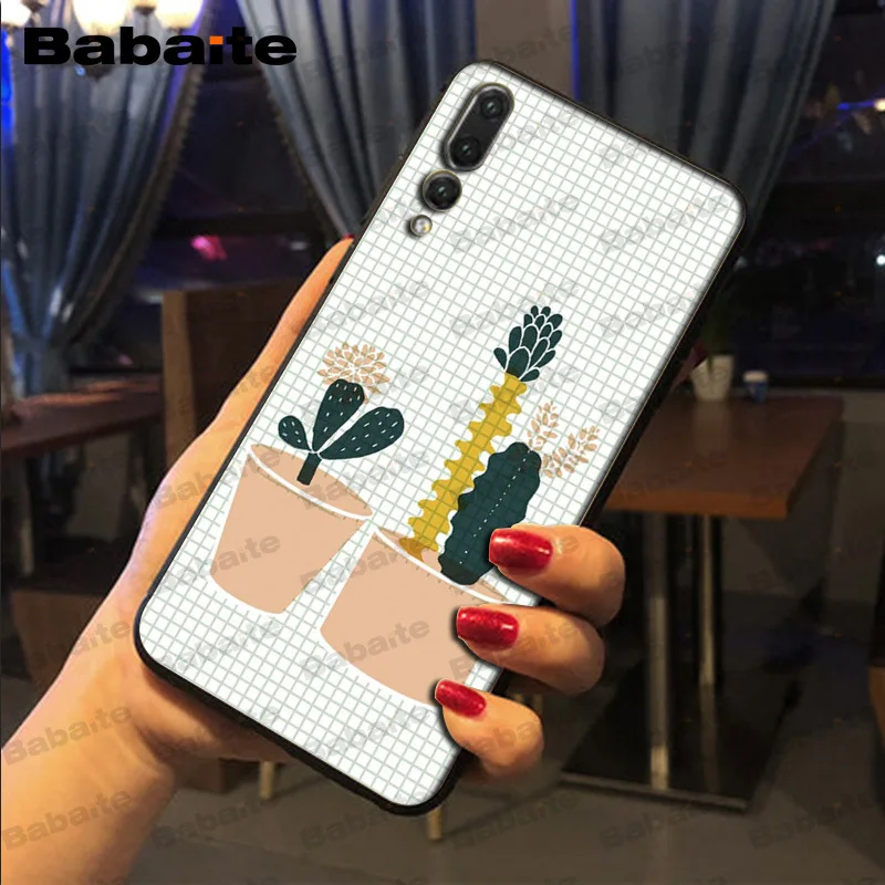 Цветы Растения Cactu черный мягкий чехол для телефона huawei p20 pro p20lite p9lite nova 3i honor 8x mate20