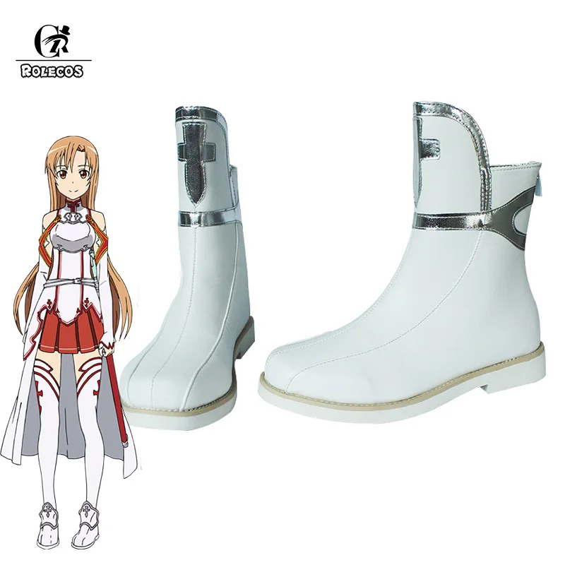 ROLECOS обувь для вечеринки в Стиле косплей Sword Art Online алисизация: Косплэй обувь(SAO), Арка «призрачная пуля»(ggo) косплей Yuuki; аниме-сапоги женская обувь игра белые туфли Асуна Юки