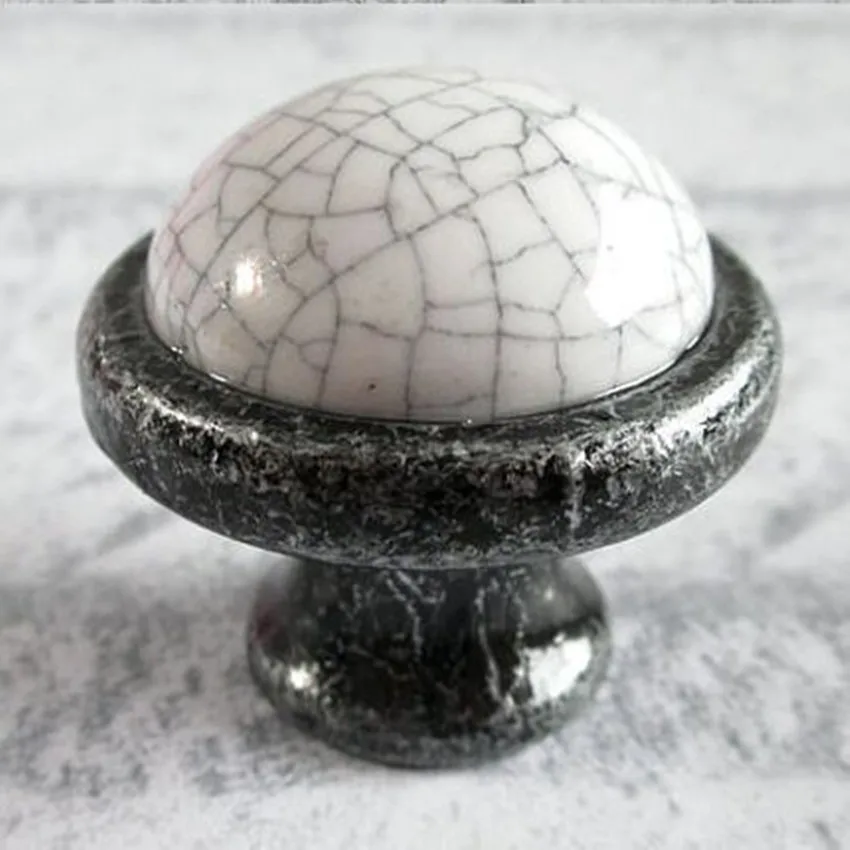 Дрессер Потяните керамическую ручку антикварный Железный Шкаф Ручка ящика белая