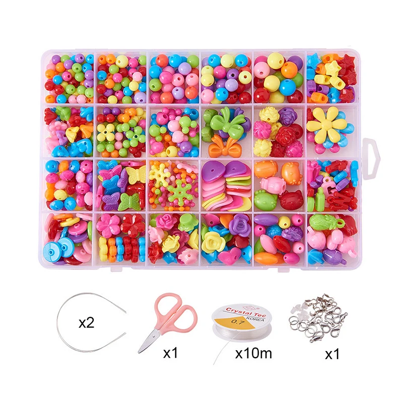 Doreenbeads Смешанные акриловые DIY Браслеты ожерелье из бисера круглые свободные бусины бисер стеклянные бусины смешанные для изготовления ювелирных изделий 1 коробка