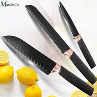 kitchen knife 5 7 8 inch chef knives 5cr15 440c high carbon stainless steel santoku non stick black blade bread utility tool set