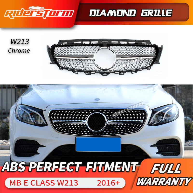 For E Class Grill W213 Diamond Grille Front Mesh Auto Part E200 E250 E300 2016 2018 front grille bumper grill|Гоночные решетки| |