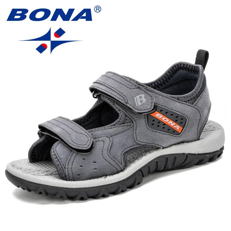 Dark grey BONA Summer Kids Shoes Brand Open Toe Boys Sport Beach Sandals Orthopedic Arch Support Children Boys Sandals Shoes Comfy - Цвет: Dark grey