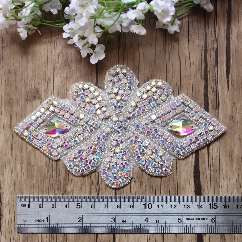 

Free Shipping 2pcs/lot 6.5" Rhinestone Applique Embroidery Patch Wedding Bridal DIY Accessories Rhinestone Patch LSAP013