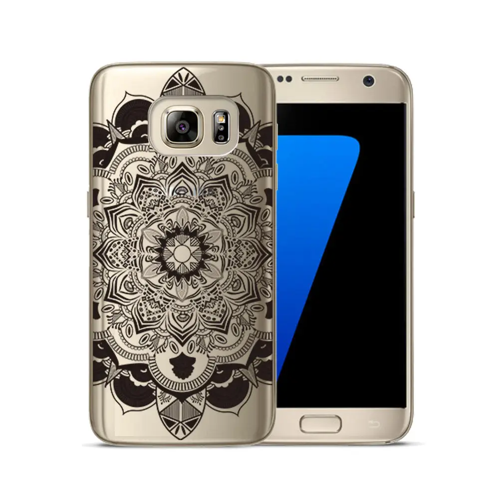 Прозрачный окрашенный чехол для Samsung S6 мягкий ТПУ телефона S8 умный защитный