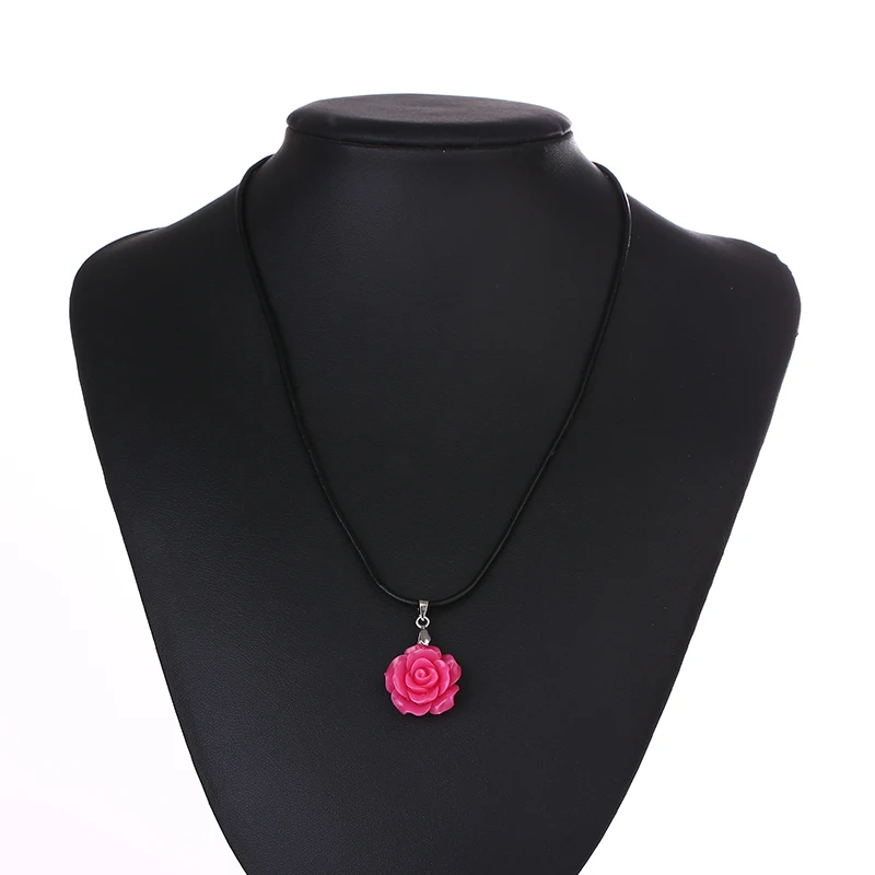 Горячая натуральная кожа цепь коралловый красный/розовый/белый цветок розы