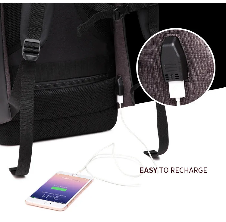 Рюкзак ozuko мужской водонепроницаемый мужской рюкзак Mochila USB зарядка 15,6 рюкзак для ноутбука Повседневный школьный рюкзак анти-вор рюкзаки дорожные сумки