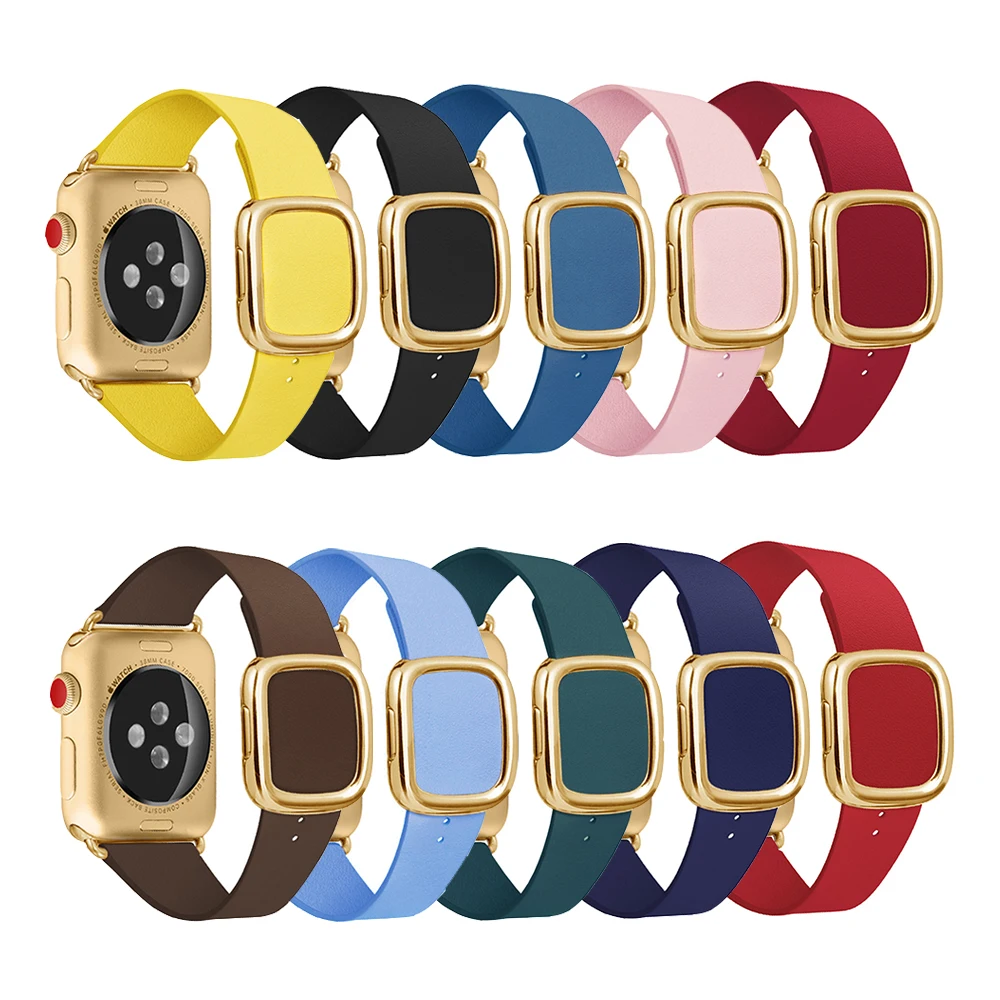 BOX W кожаный ремешок для Apple Watch 38 мм 40 42 44 Современная Замена пряжки iWatch серии 4 3 2
