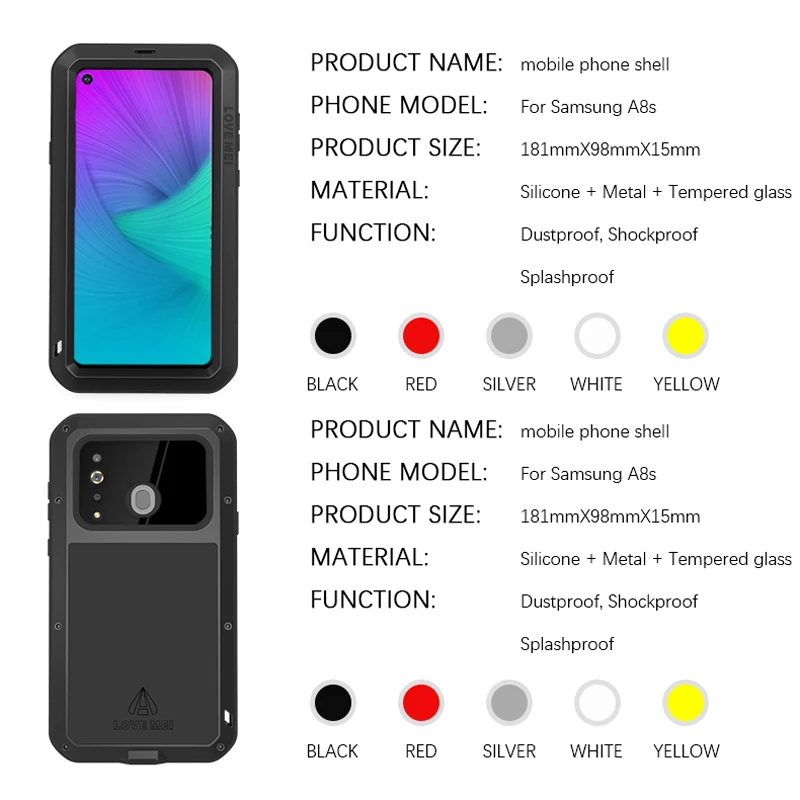 Защитный чехол LOVE MEI для Samsung Galaxy A8S A8 S прочный металлический алюминиевый с полной