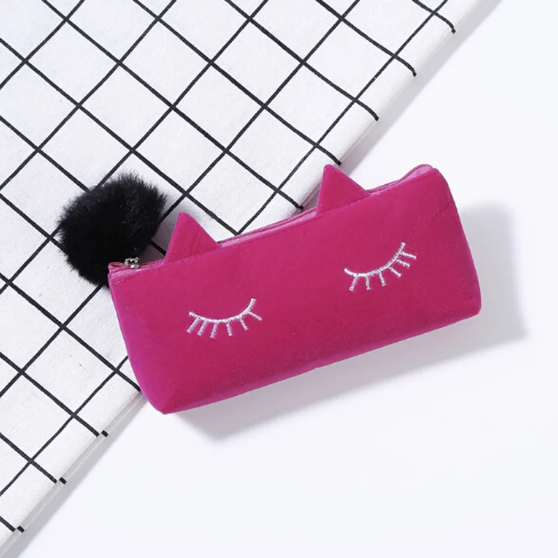 Cat B rose red Косметичка-органайзер с плюшевыми животными кошками, милая косметичка с кошками для ресниц, косметичка, чехол для макияжа, модная женская сумка для путешествий, набор для стирки - Цвет: Cat B rose red