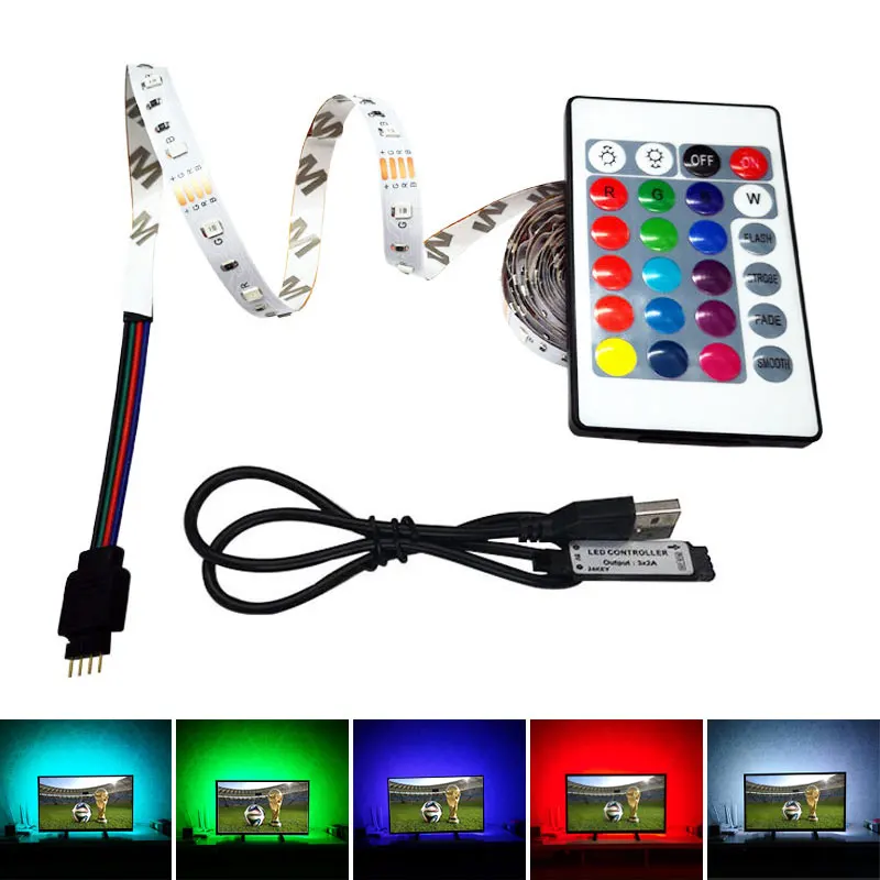 Гибкая светодиодная лента 5 В USB RGB для ПК 3528 50 см 1 м светодиодный светильник s