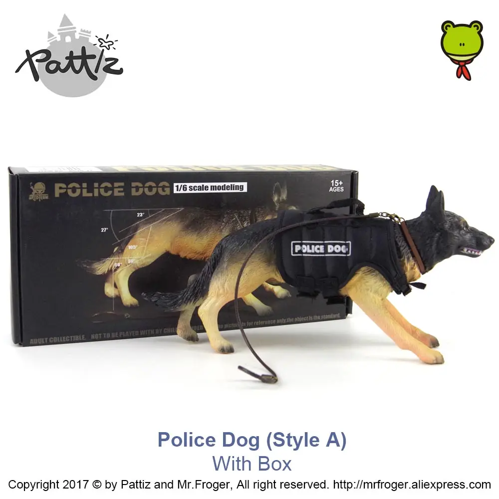Police Dog A Box Pattiz Полицейская собака игрушка 1/6 Масштаб фигурки аксессуары Военные солдаты немецкая овчарка игрушки Мини фигурки животных подарок для взрослых - Цвет: Police Dog A Box