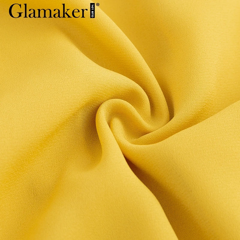 Glamaker шифоновая Сексуальная Элегантная блузка Футболка женская летняя блузка с оборками и v-образным вырезом женская блуза с длинным рукавом-фонариком повседневные женские блузки