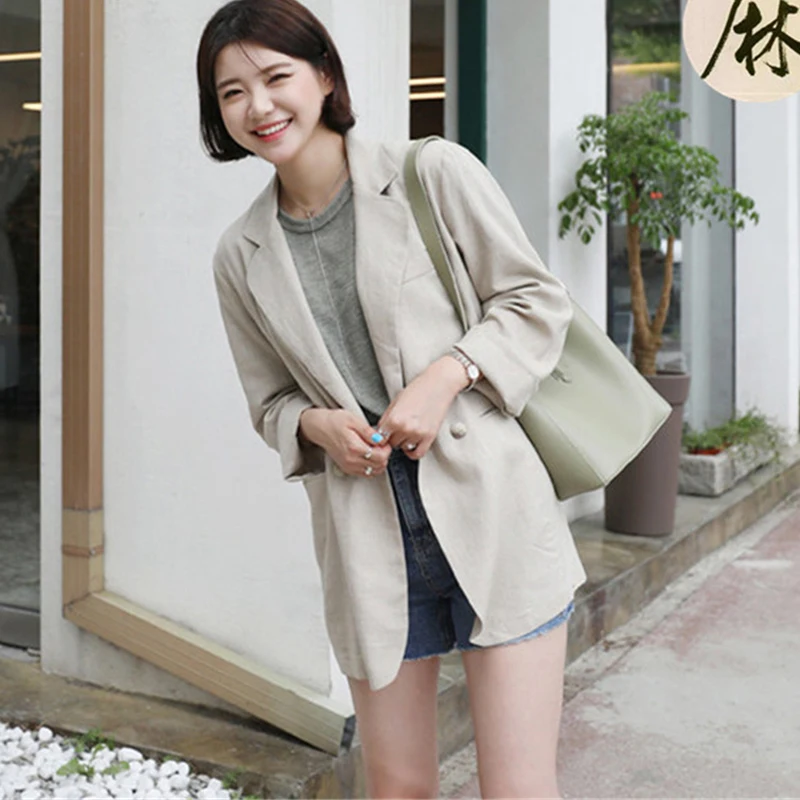 Женский блейзер с карманами на одной пуговице повседневная однотонная тонкая