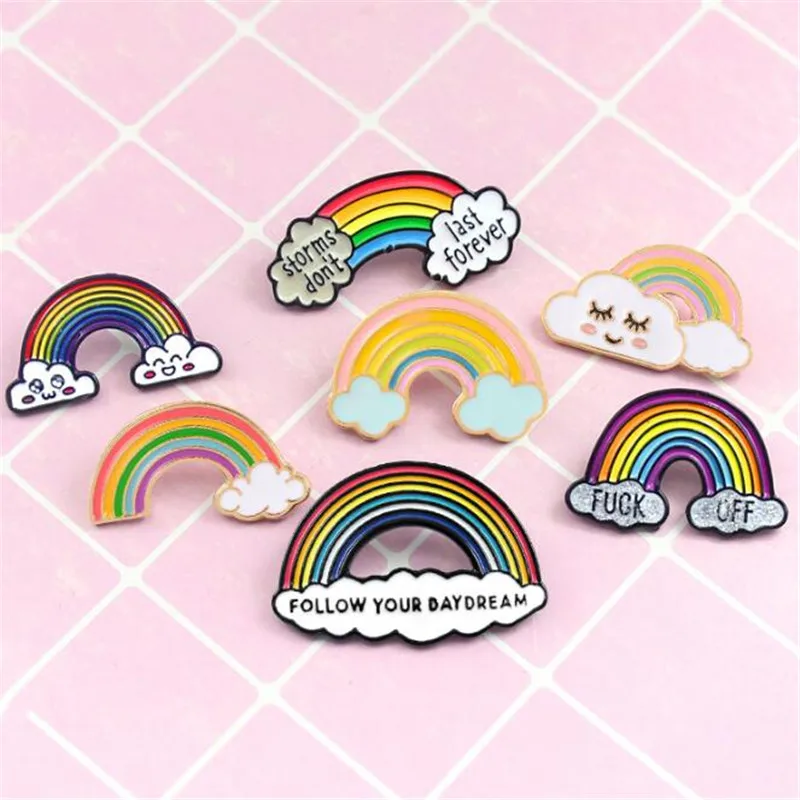 1 шт мультфильм Цвет Радуга значок металлический украшения для рюкзака куртка