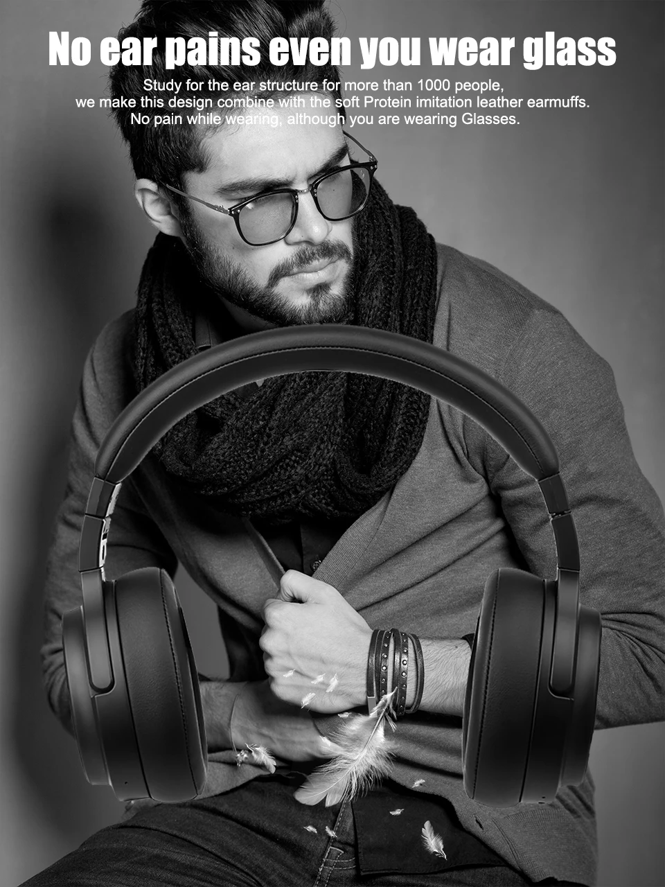 Ssmarwear Bluetooth наушники Беспроводная гарнитура Anc активный шумоподавление наушники стерео глубокий бас шлем