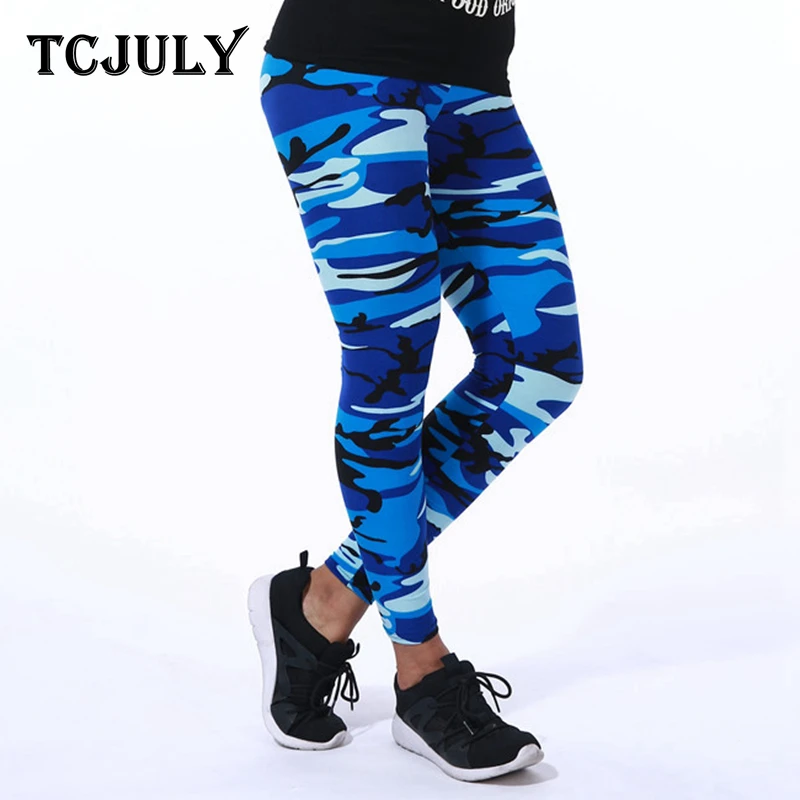 Женские камуфляжные леггинсы TCJULY эластичные по щиколотку для фитнеса в стиле