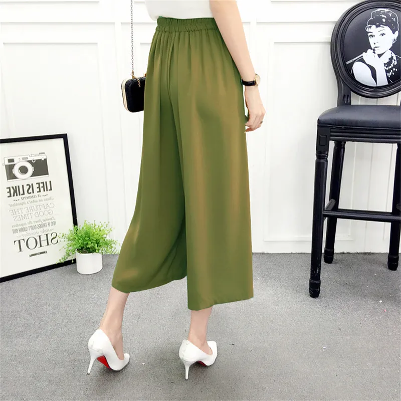 2017 женские летние шифоновые широкие брюки свободные штаны больших размеров