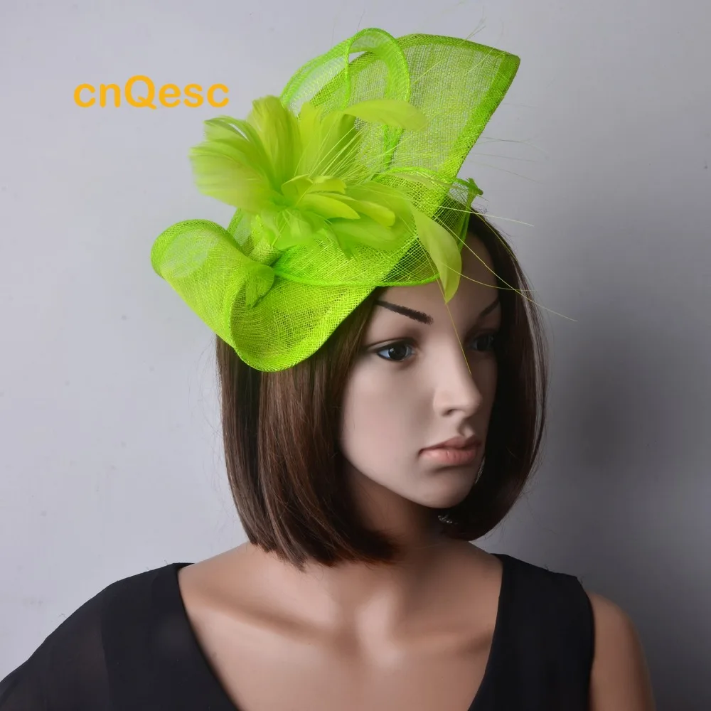 neon green Новинка, 13 цветов, фуксия, Королевский Леопардовый принт, sinamay, Вуалетка, шляпа для Кентукки, Дерби, свадебные, церковные, вечерние - Цвет: neon green