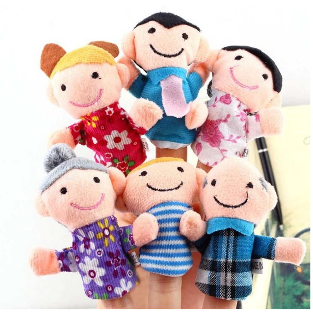 6pcs/bag Finger Plush Puppet Happy Family Story Telling Dolls Support Children Baby Educational Toys Wholesale | Игрушки и хобби