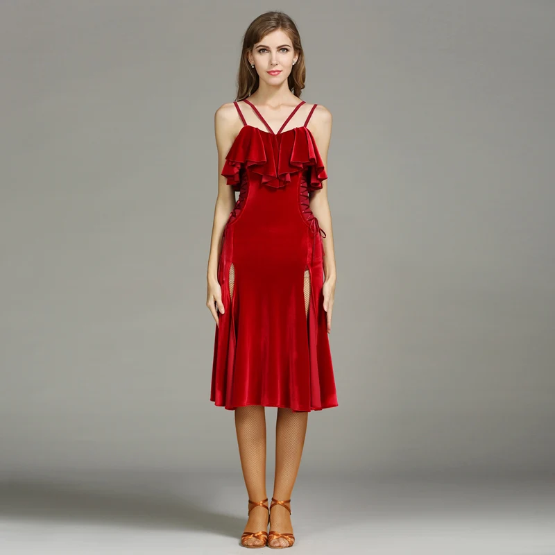 Платье футляр для латиноамериканских танцев воротник платье с разрезом