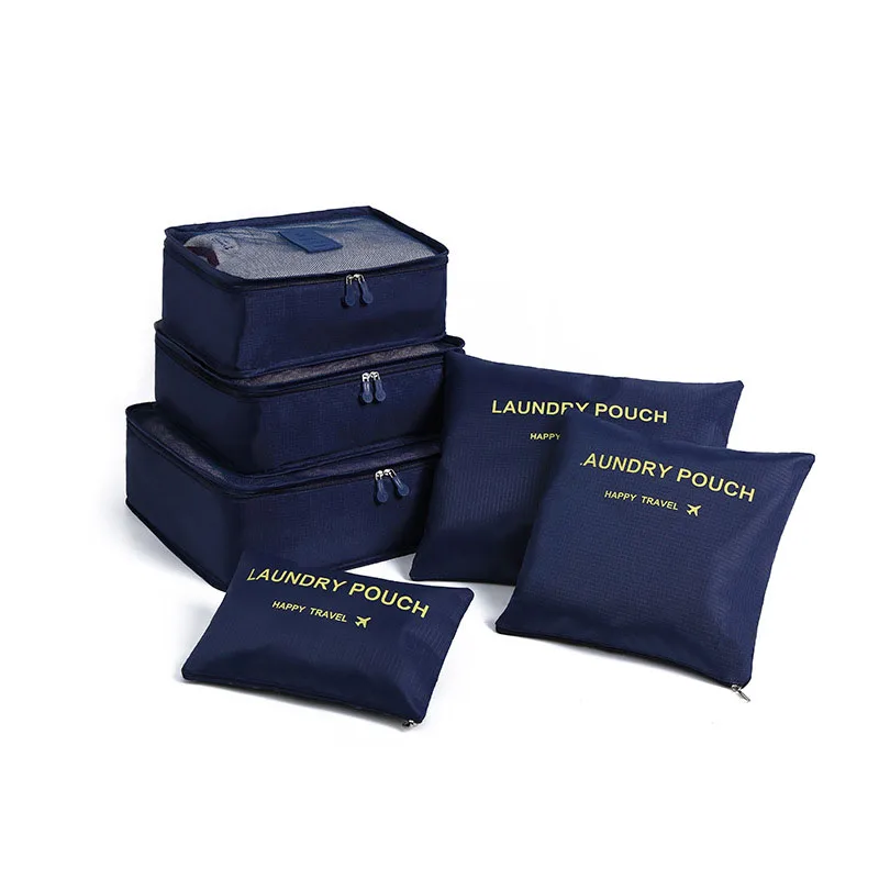 Navy 6pcs set 6 шт./компл. Водонепроницаемый комплект нижнего белья обувь гардероба большой Размеры Чемодан чехол дорожная сумка для хранения Организатор для одежды 10 цветов - Цвет: Navy 6pcs set