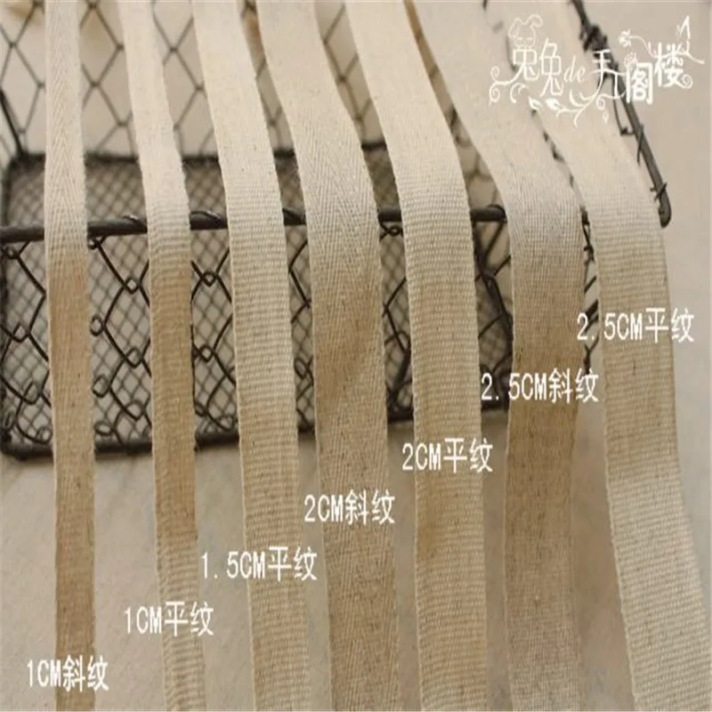 

Cotton and linen blank ribbon package sideband herringbone twill plain
