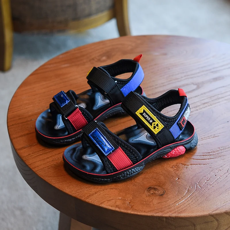 2019 Новые Летние черные модные спортивные сандалии для мальчиков детская мягкая