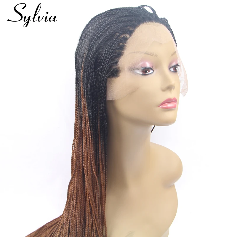 Sylvia T1b/темно коричневый микро Синтетический Шнур парик фронта шнурка Омбре