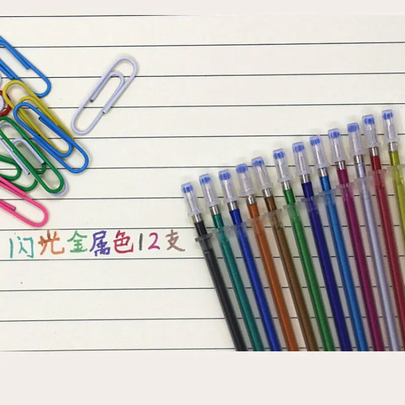 72 шт./компл. 0 8 мм 36 цветов металлическая флуоресцентная Радужная гелевая ручка с