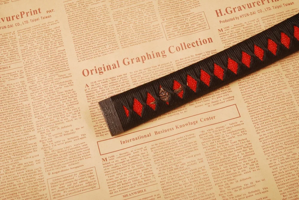 Exquisite Sword Accessories A Set of Tsuka Black Silk Ito &amp Red Rayskin Alloy Fuchi for Japanese Katana Wakizashi Tanto Handle | Дом и сад