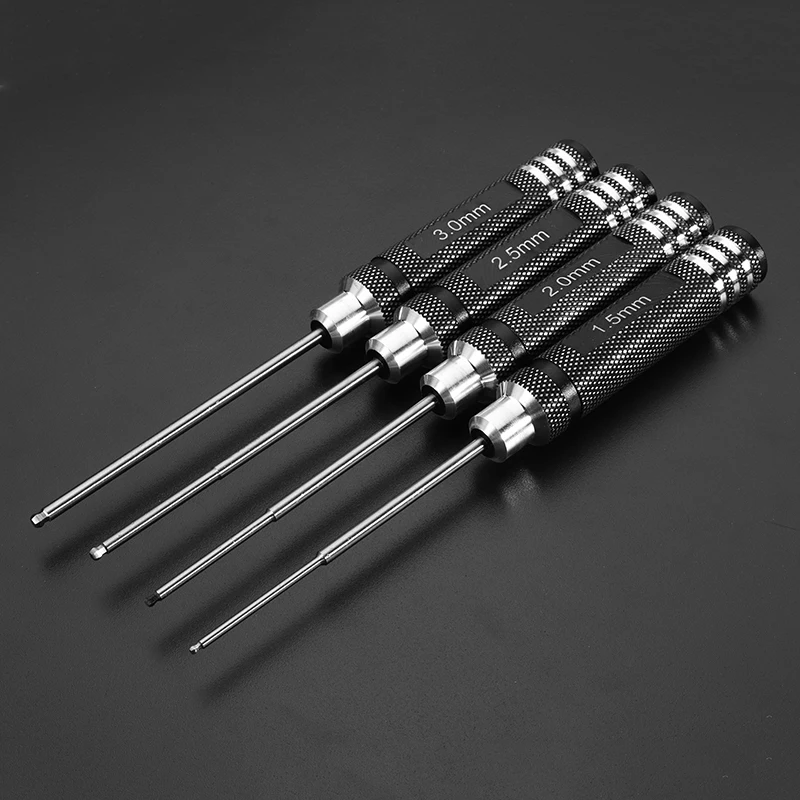 

4pcs 1.5/2.0/2.5/3.0mm Ball Head Screwdriver Tool Set For RC Model Toys Drones Cars Helicoopters Quad Installation Repair Parts