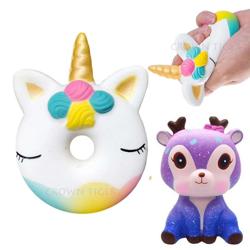 Kawaii 12 см большой мягкий пончик Единорог медленно Восстанавливающий форму