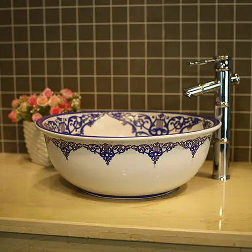 3 вида цветов антикварный стиль ручной работы фарфоровая керамическая раковина