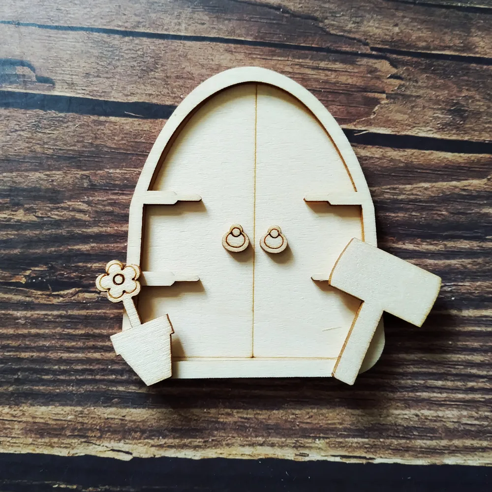 

Деревянная сказочная садовая дверь с цветами, 5 шт., ручная роспись отделка декором, украшение для детей, подарок на день рождения