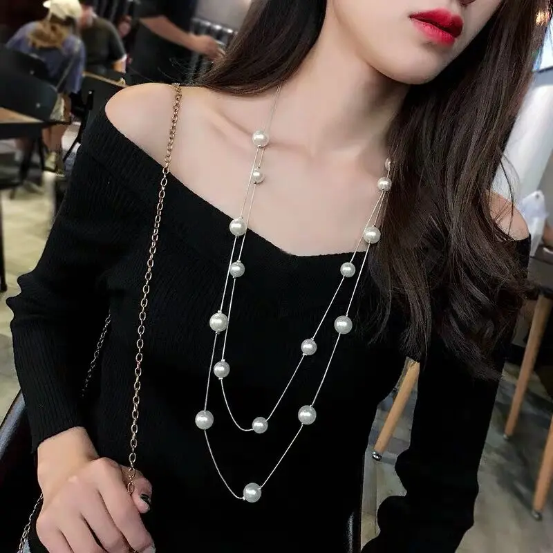 Lemon Value Fashion Charm Statement Maxi Pendants Gold Color Imitation Pearl Long Necklaces Women Wedding Jewelry Collier ZA440 | Украшения