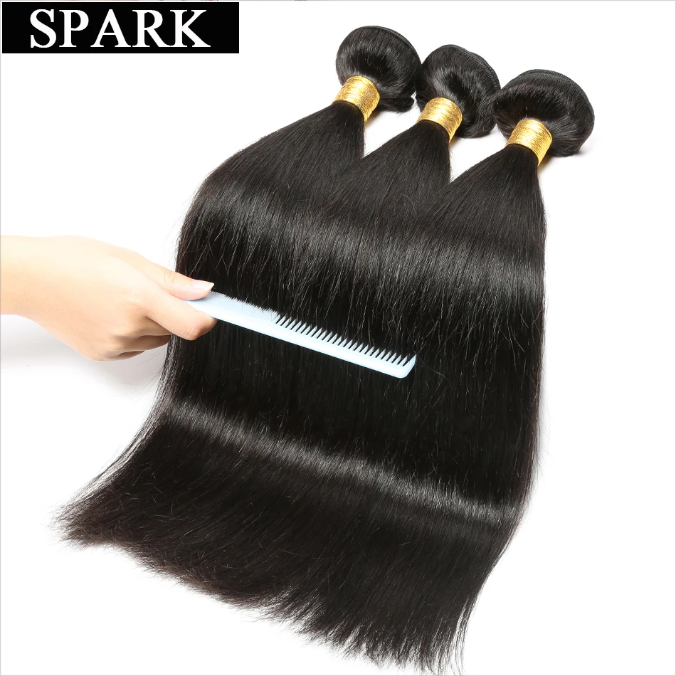 Прямые бразильские натуральные волосы SPARK Hair 1 шт. волнистпряди 100% необработанные