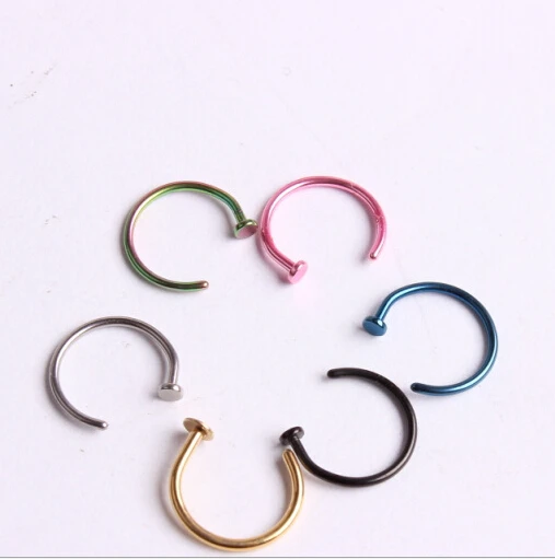 1 шт. Медицинское Ноздря Titanium Золото Серебро Нос Хооп Кольца клип на нос шпильки