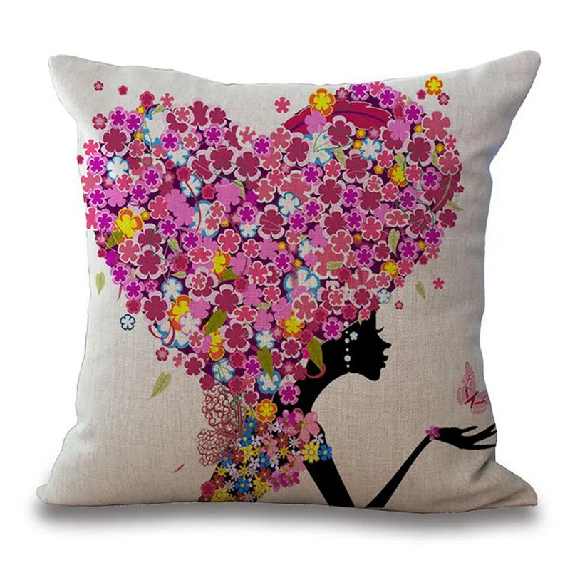 Симпатичная хлопковая льняная наволочка с цветами для девочек креативные