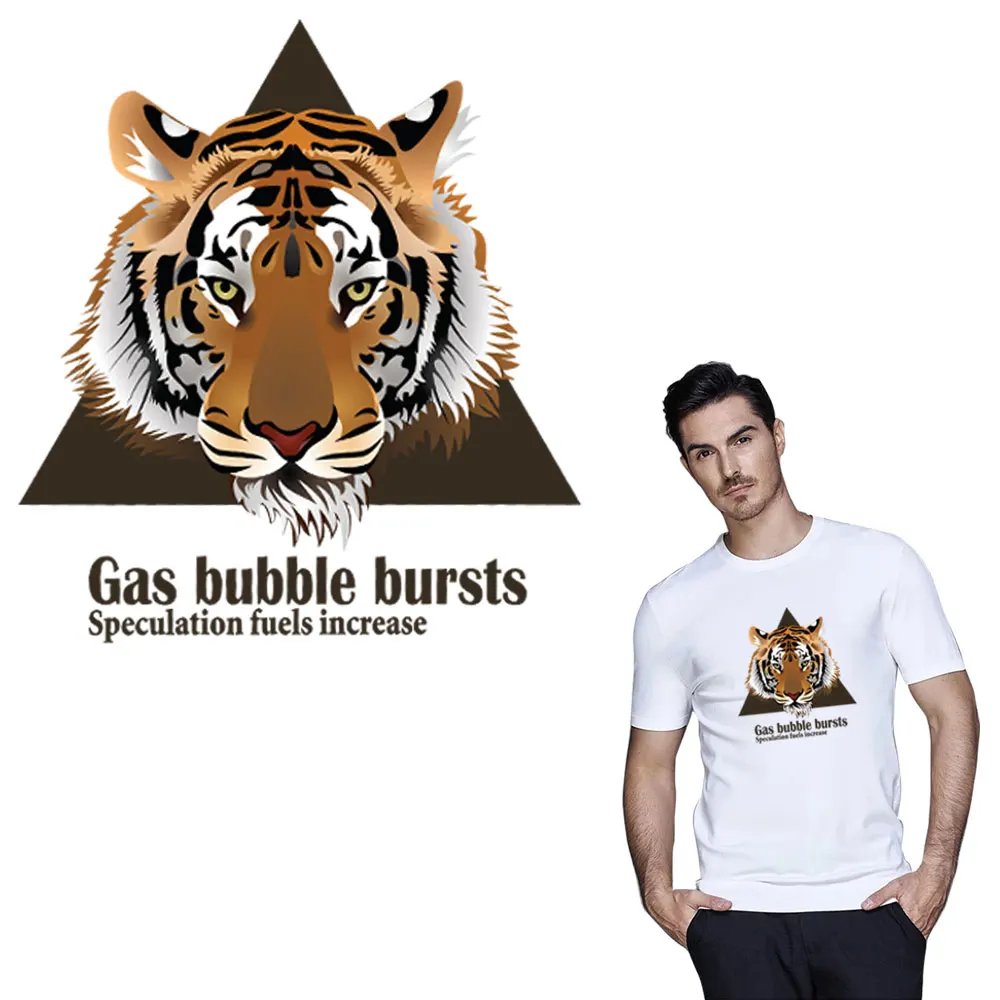 

Tiger head iorn on transfer for clothing patches T-shirt press heat transfer sticker iron on appliques badge DIY accessory